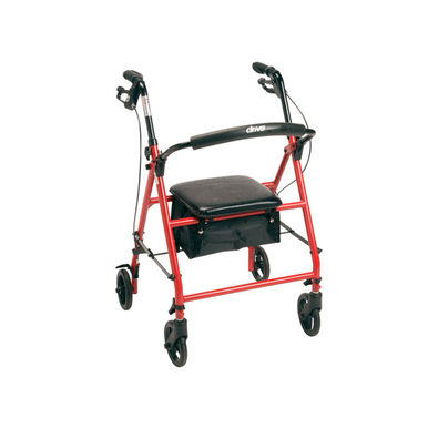 Drive Medical Steel Rollator With 6" Wheels, Knockdown, Red
