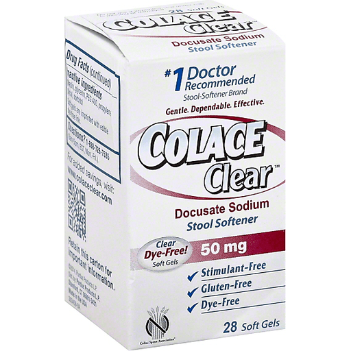 Colace Clear Docustate Sodium Stool Softener 50 Mg Soft Gels