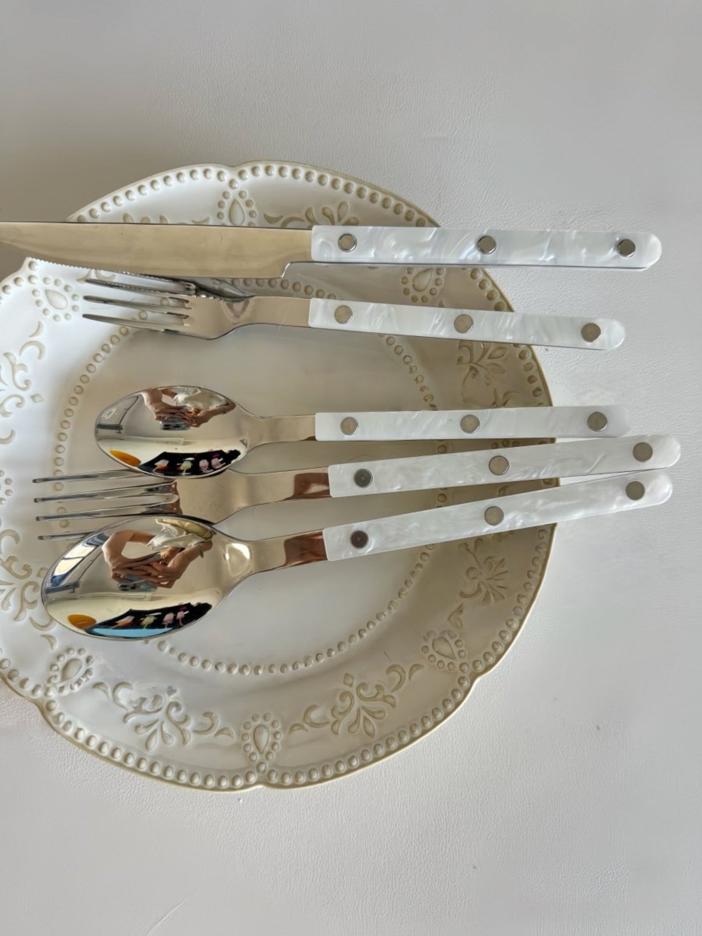 S/10 Modern Nebula Cutlery, Bistrot Style Rivet Flatware Set