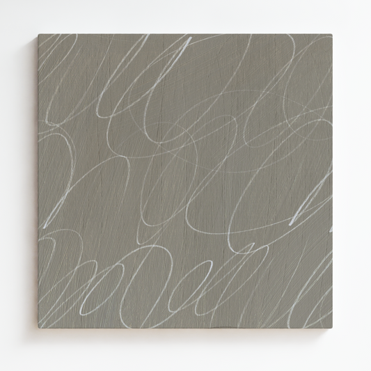 Gestural Marks in French Linen Square Canvas Wall Art