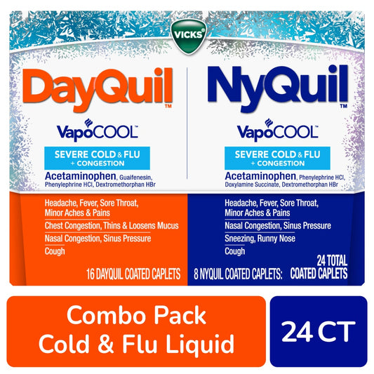 Vicks Cold & Flu + Congestion, Severe, Coated Caplets
