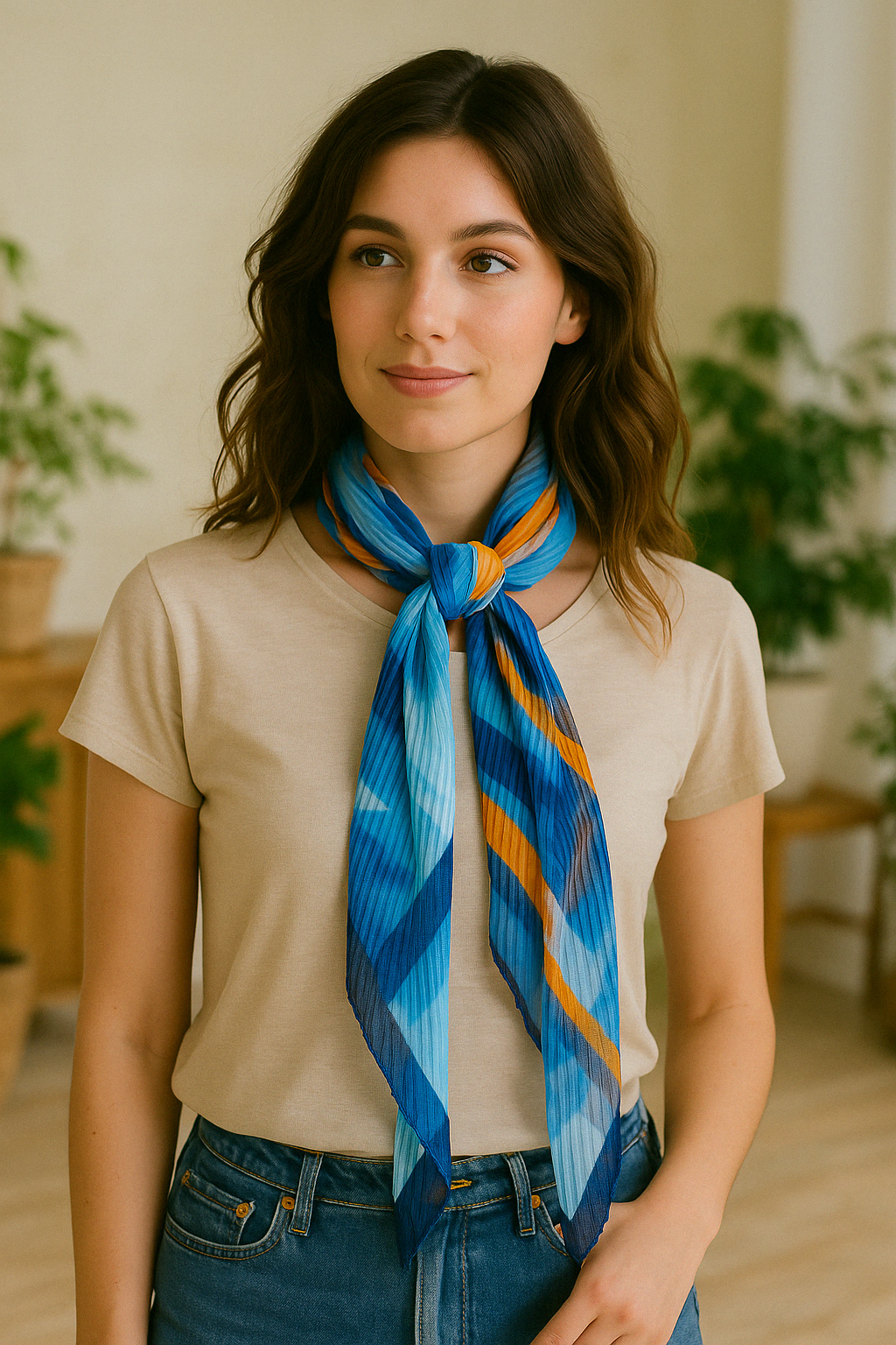 Abstract Shapes Pleated Scarf