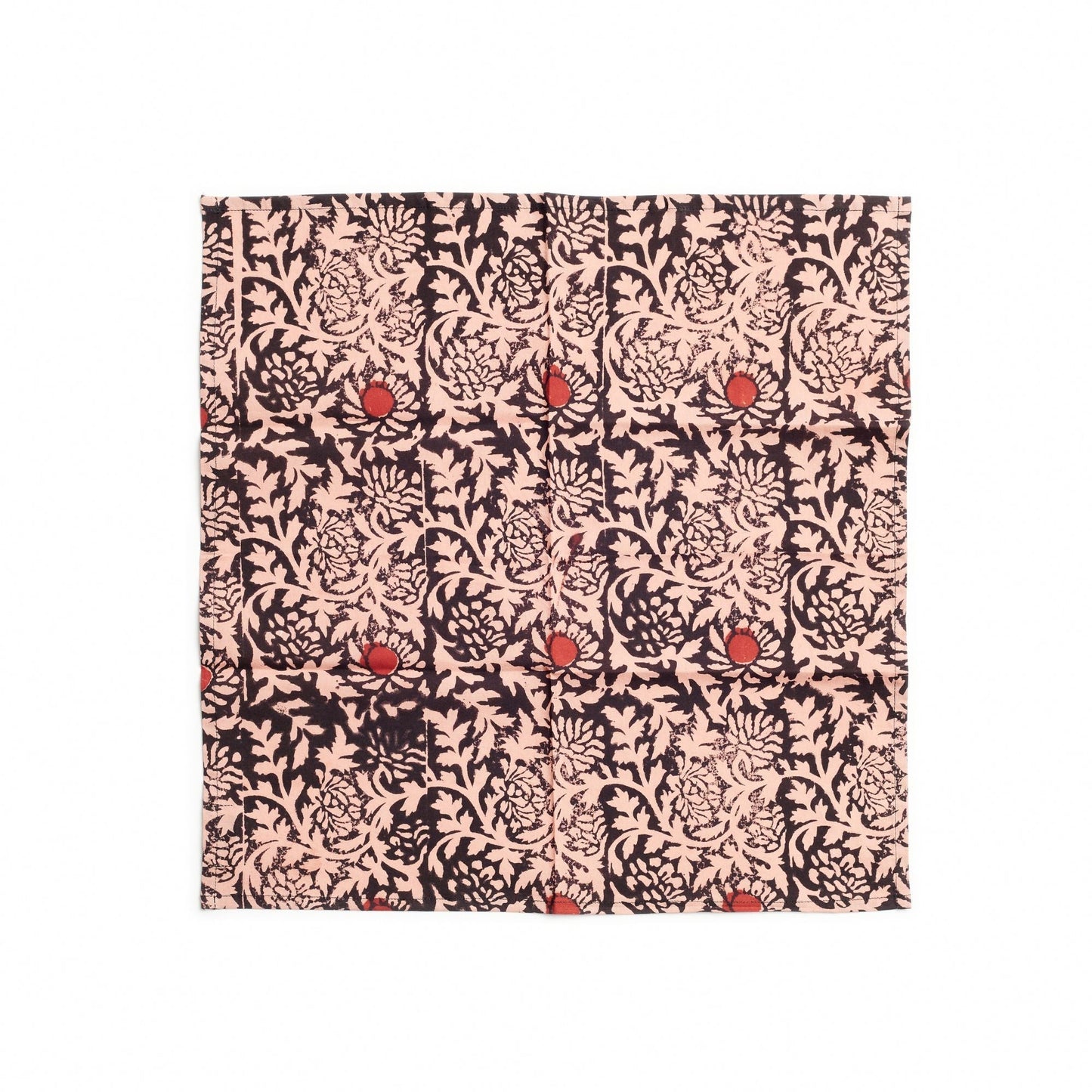 Hummus Floral Wax Block Printe Cotton Table Napkin( set of 4 )