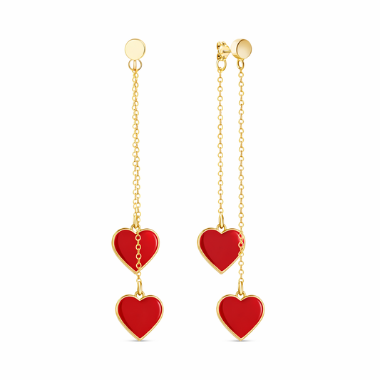 Single Hearted Girl Red Heart Earrings | Gold Filled