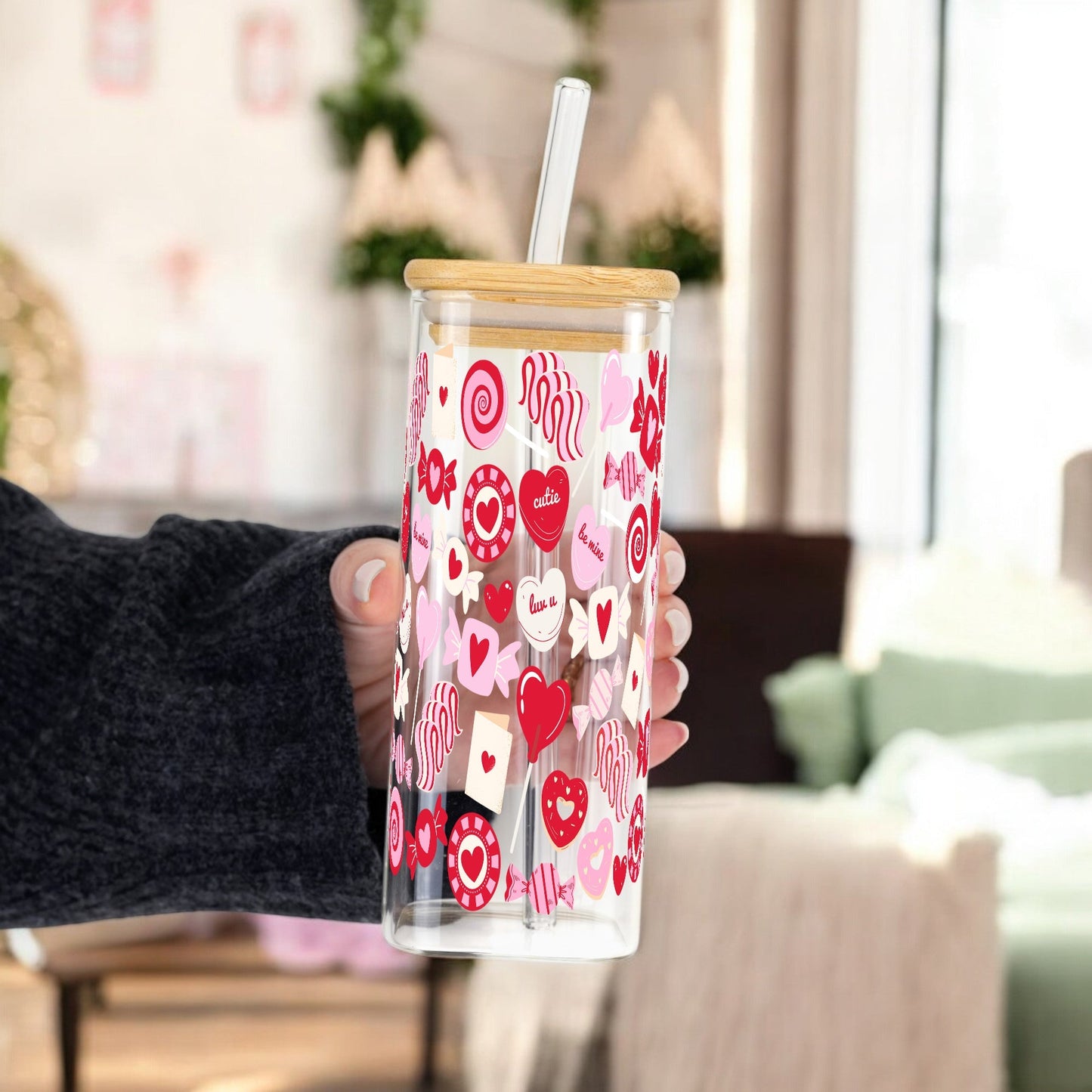 Valentine's Day Sweets Cup with Lid & Straw