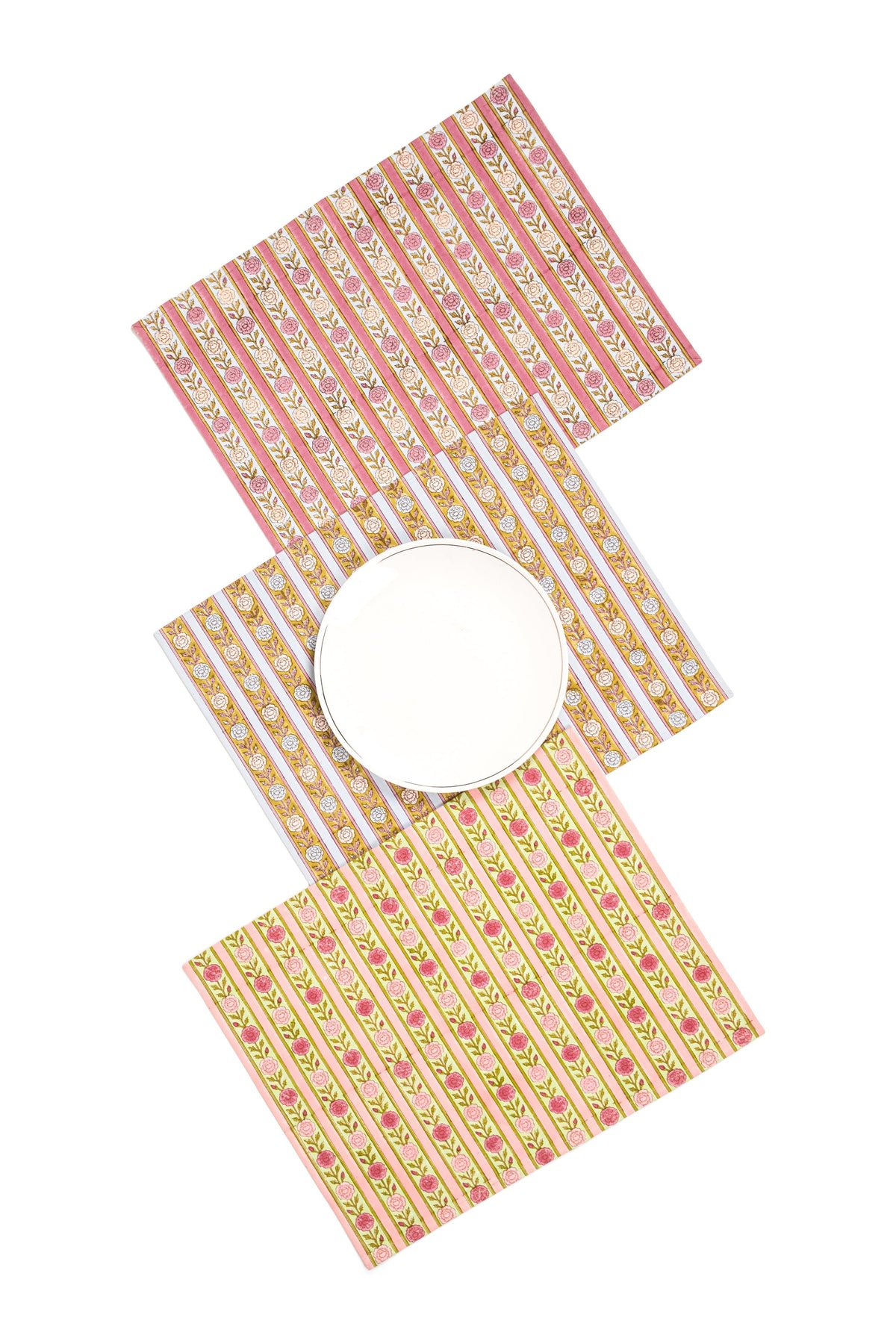 Vintage Floral Stripes Placemat, Set of 2