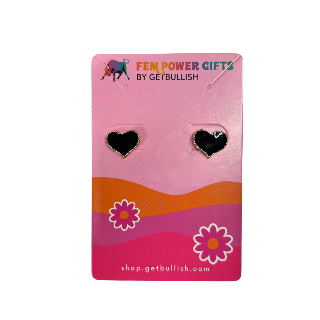 Dark Heart Stud Earrings in Black