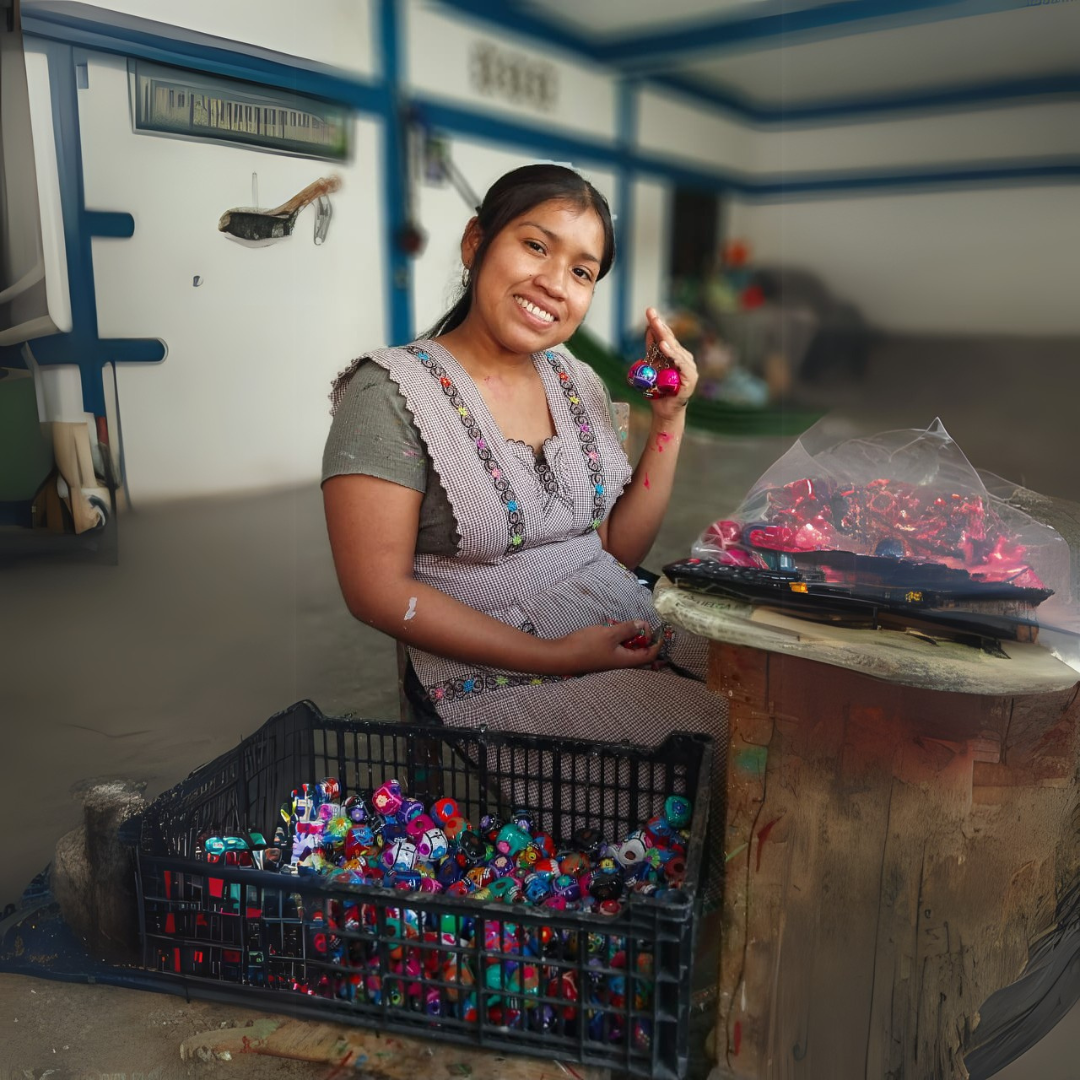 Hand-Painted Mini Sugar Skull Floral Keychain - Mexico - Osadia Concept Store