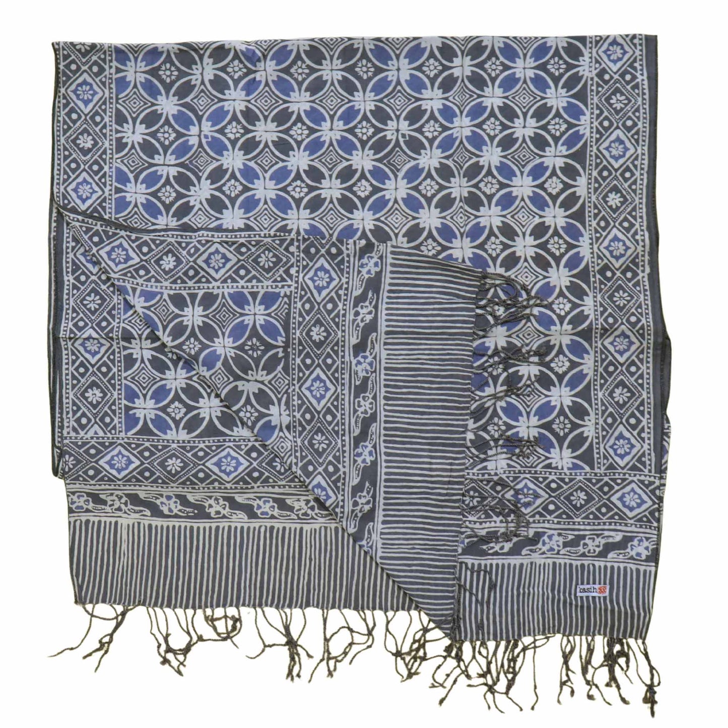 Handmade Batik Scarf - soft Cotton - Charcoal Grey