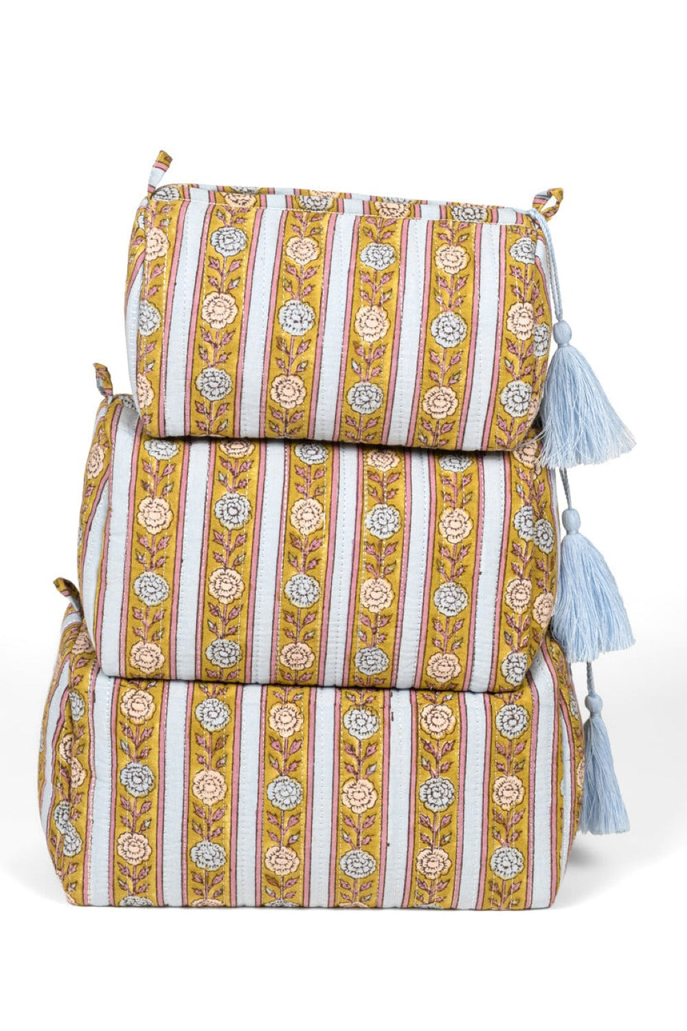 Vintage Floral Stripes Makeup Bag