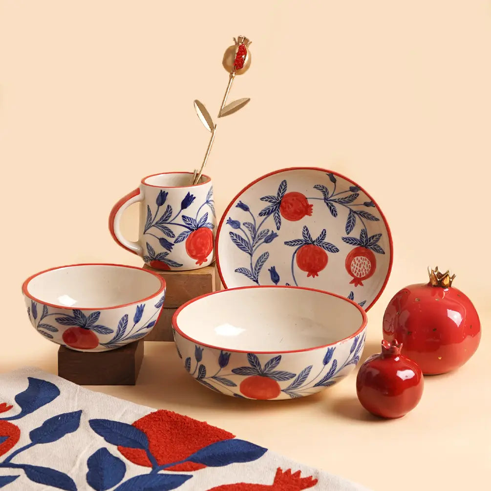 Indian Anaar plate, Red- 7x1 Inches ( Set of 2 )