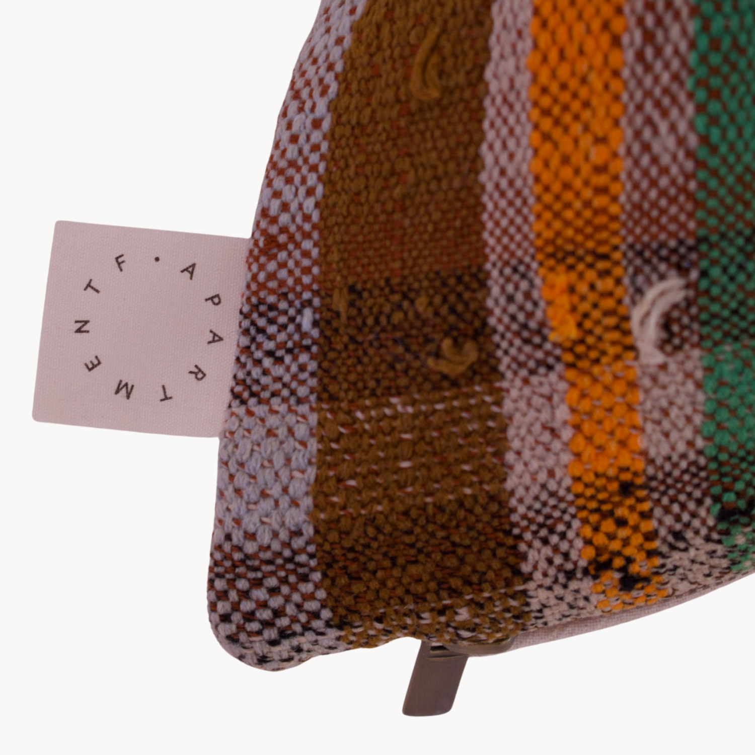 Handwoven Pillow with Brown and Chartreuse Stripes - Osadia Concept Store