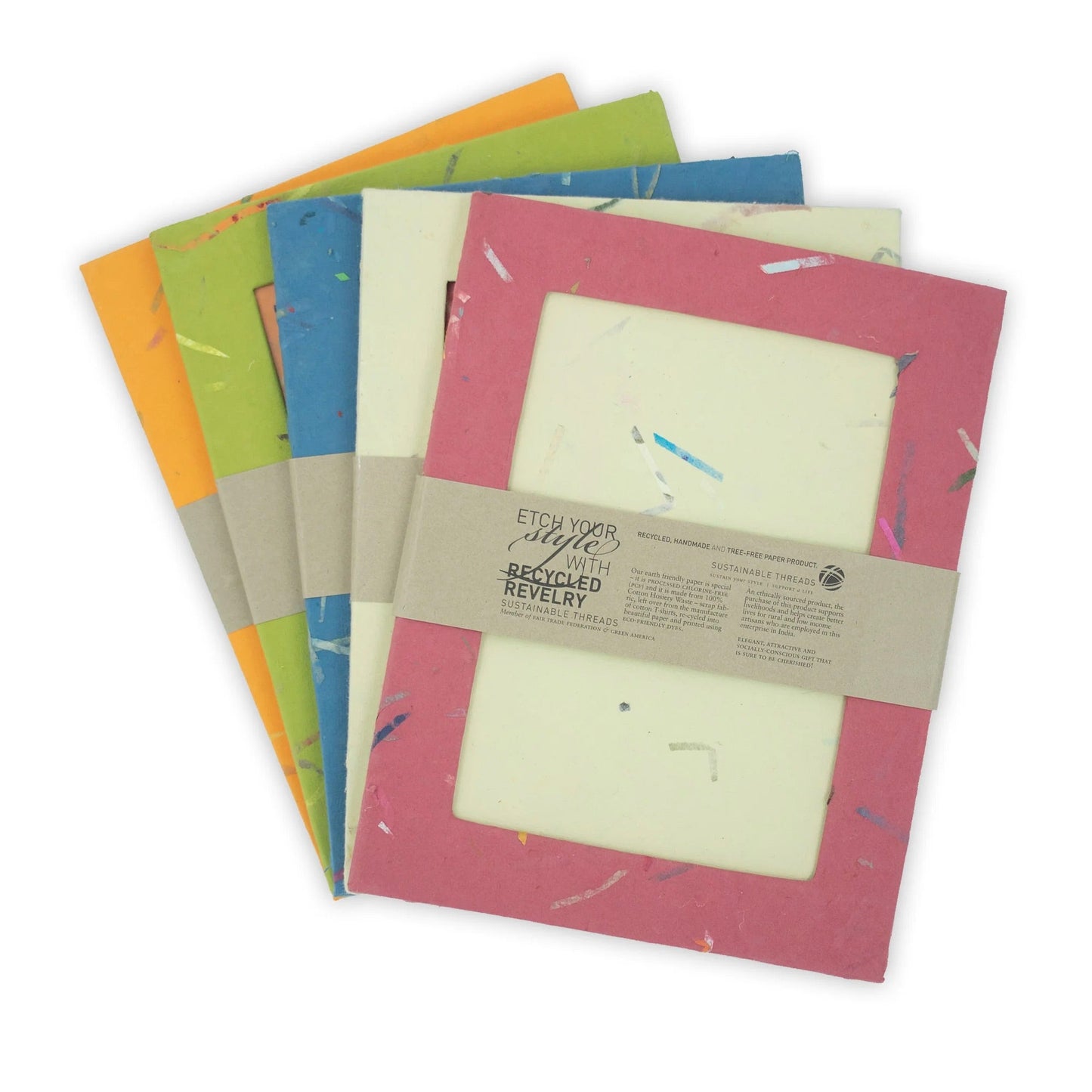 Handmade Photo Frames | Upcycled Tree-Free Paper | Sustainable Home Décor | Set of 5