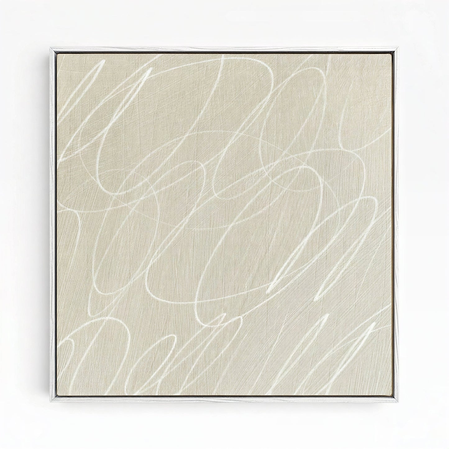 Gestural Marks in Linen by DSCVR Art Framed Square Canvas Wall Art