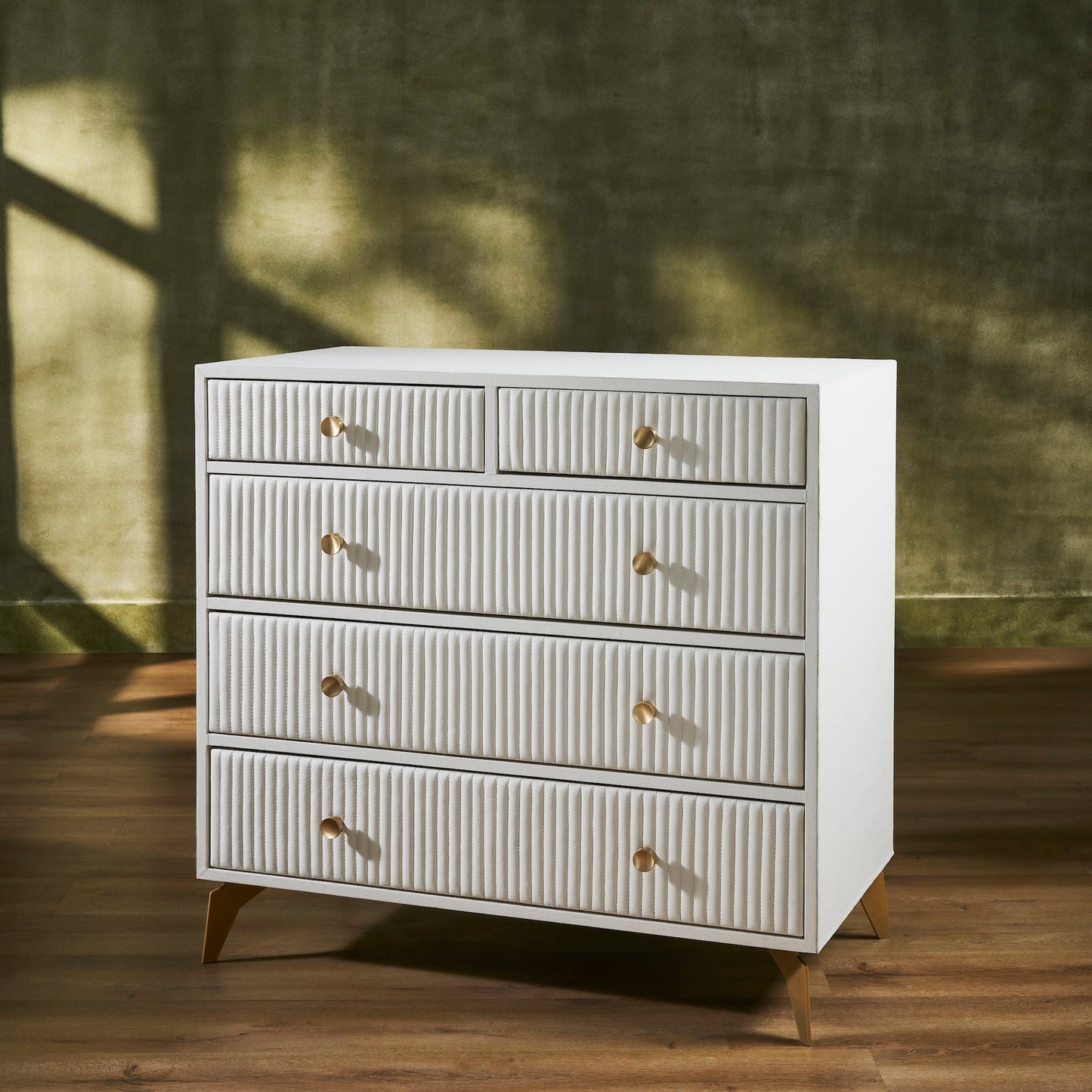 Stanford Five Drawer Leather Chest