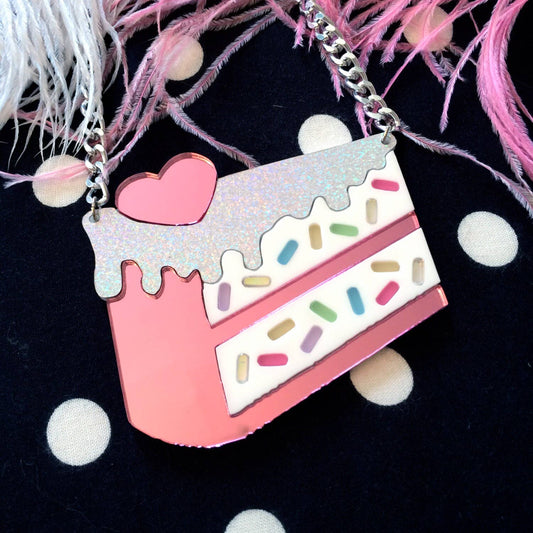 Funfetti Slice Of Cake Acrylic Statement Necklace