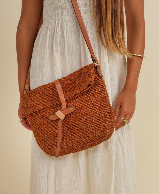 Carmen Woven Crossbody Bag | Orange