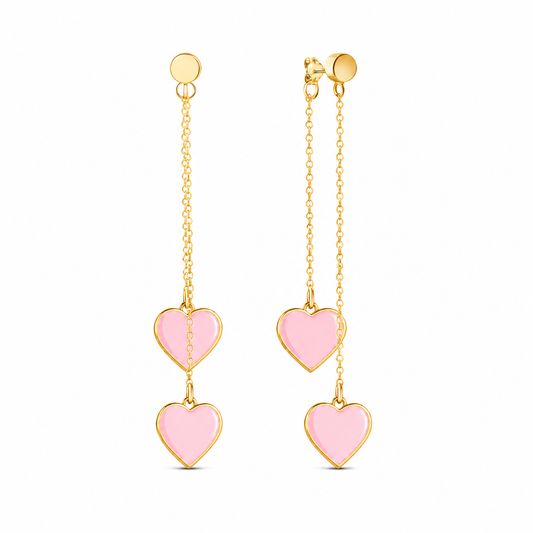 Single Hearted Girl Pink Heart Earrings | Gold Filled