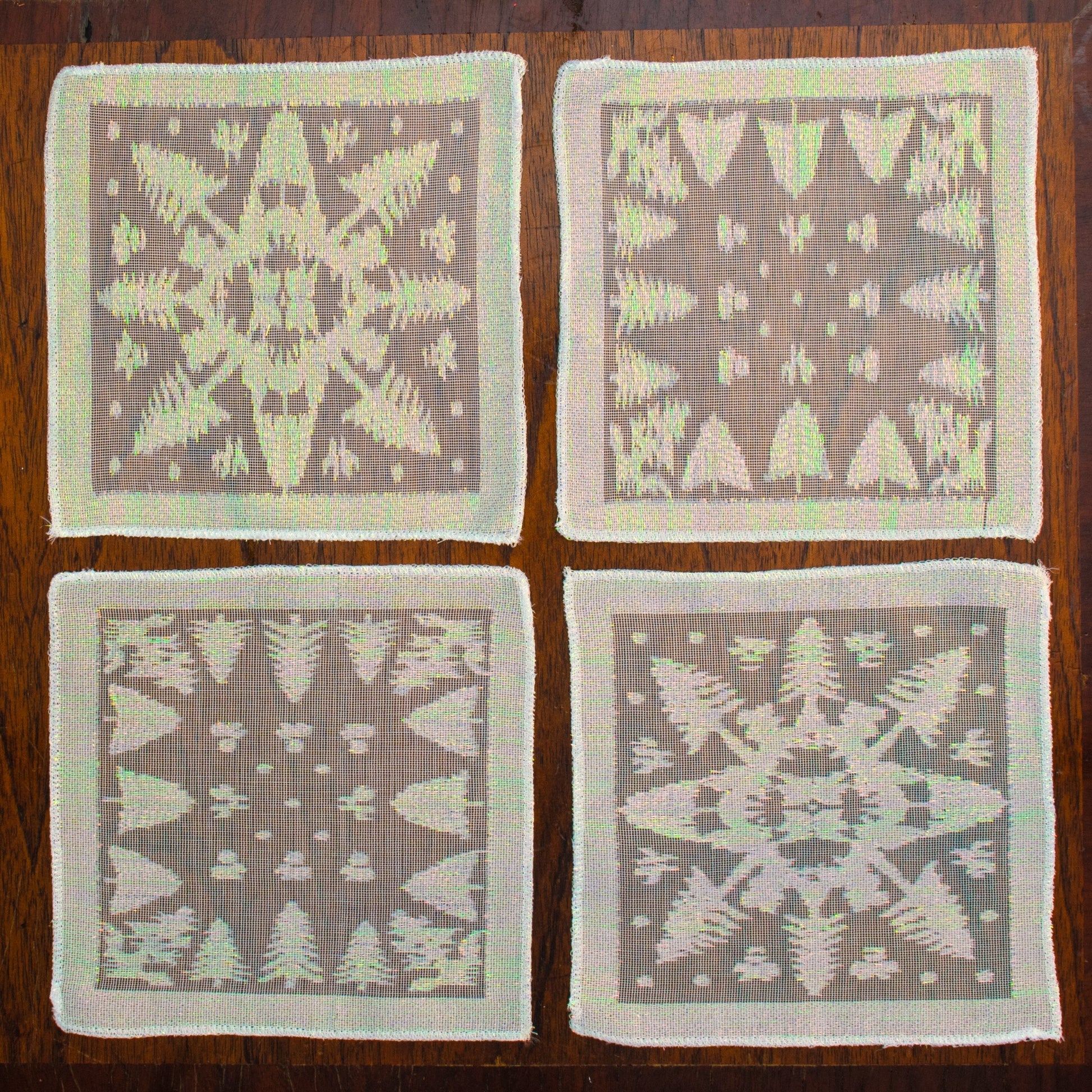 Prince of Scots Scottish Leno Gauze Cocktail Napkins ~ Snow Lurex ~ - Osadia Concept Store
