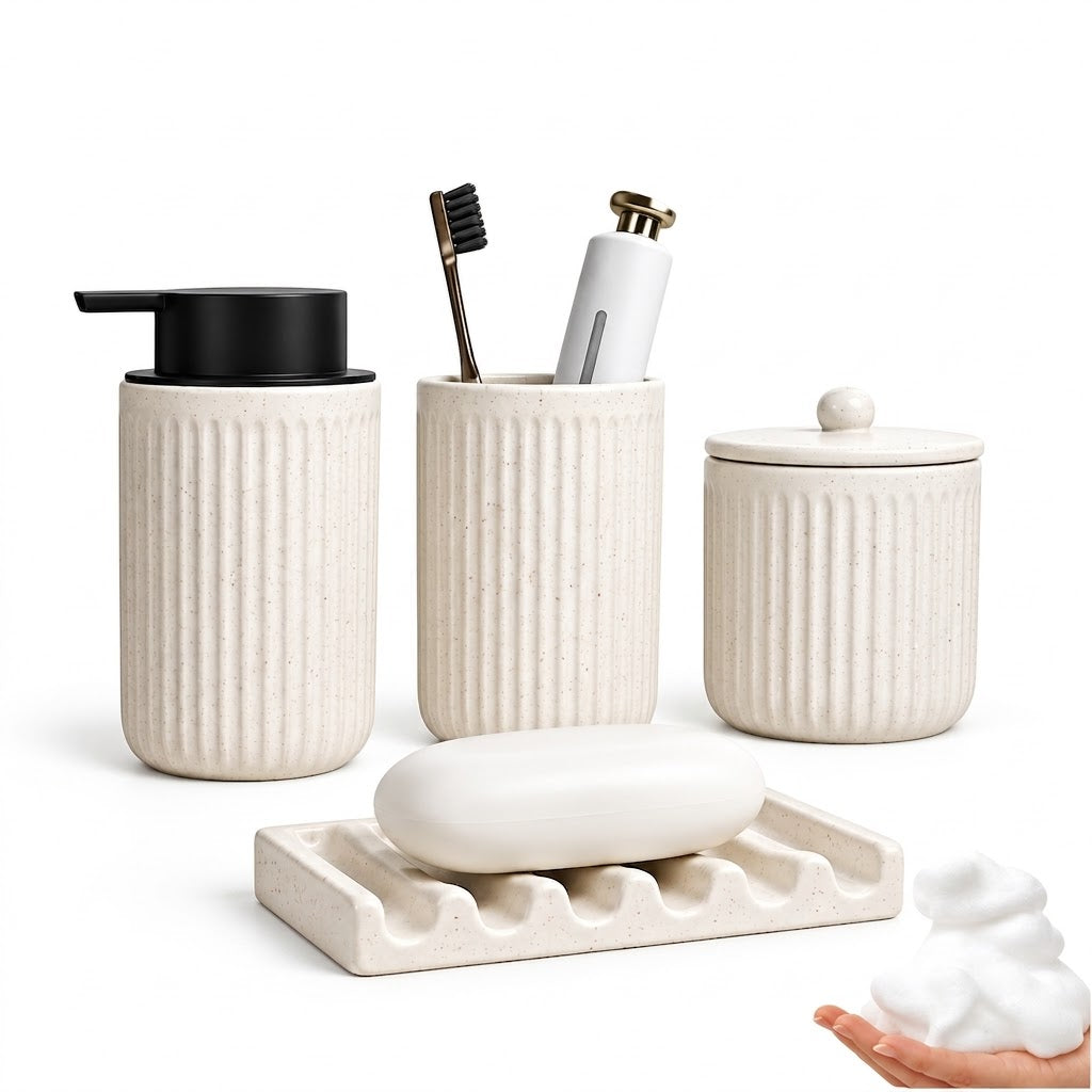 BosilunLife Pockmark Foaming Bathroom Set Recycled Eco-Clay