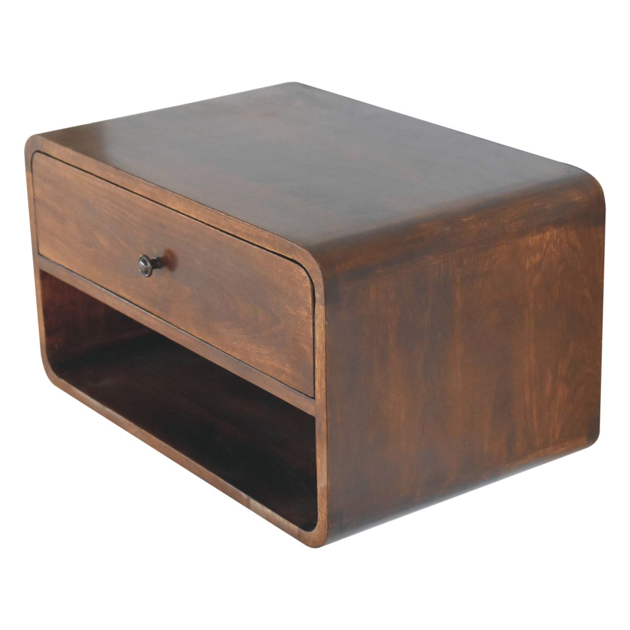 Solid Wood Large Curve Floating Bedside Table
