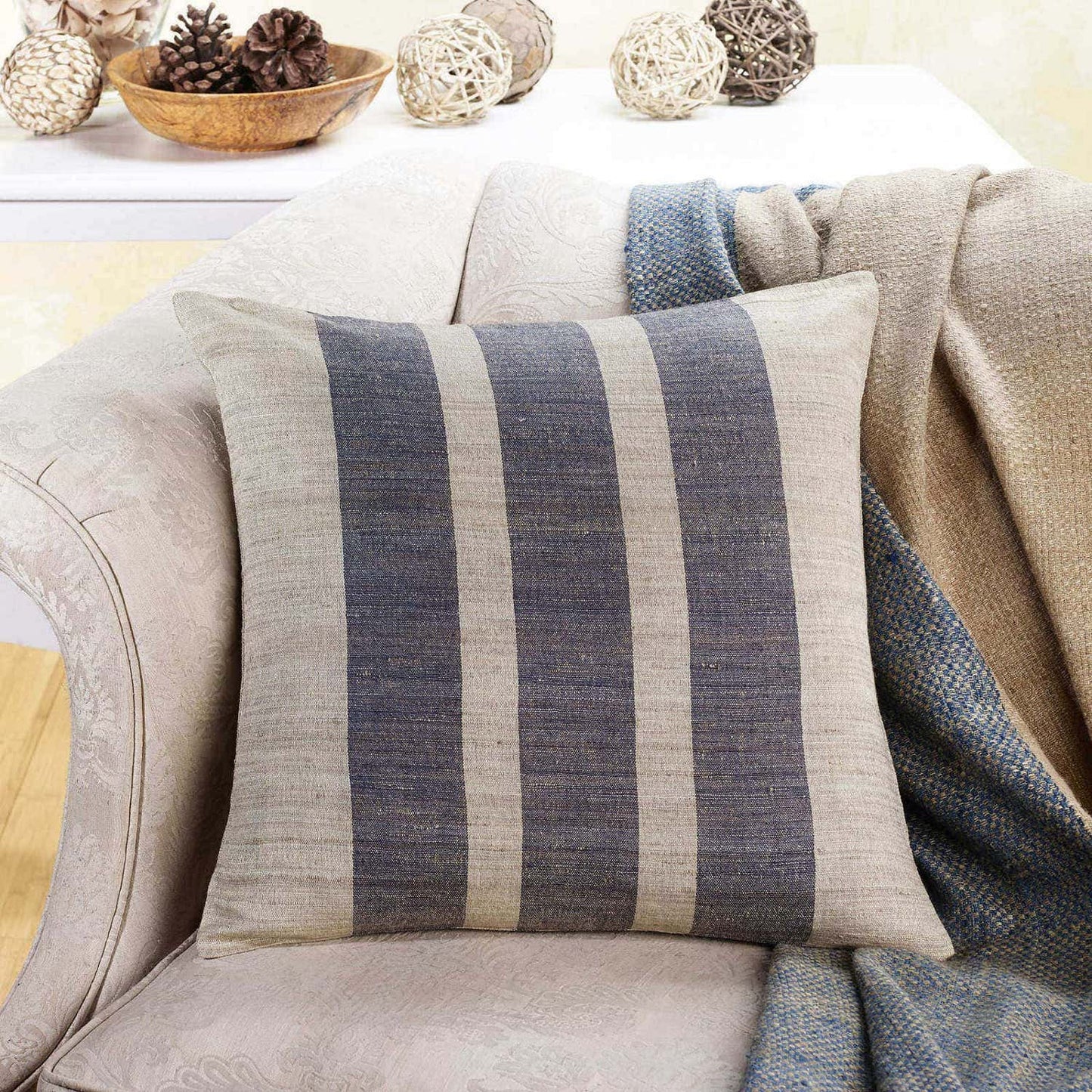 Striped Silk Pillow with Down-Alternative Insert – Handspun, Handwoven & Cruelty-Free