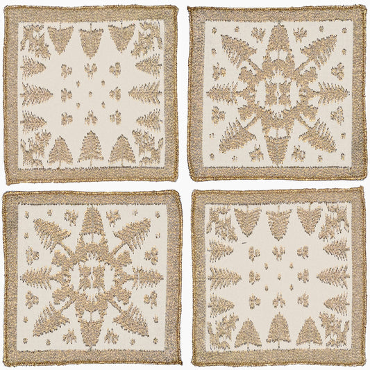 Prince of Scots Scottish Leno Gauze Cocktail Napkins ~ Gold Lurex ~