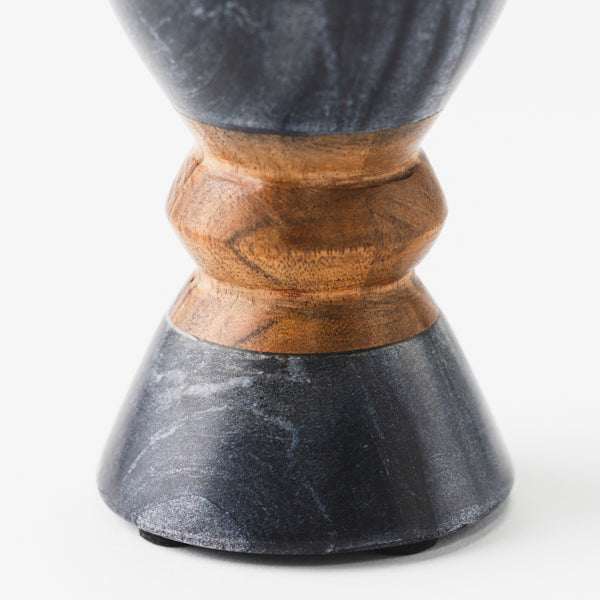 Monarch Marble & Acacia Candleholder, Black