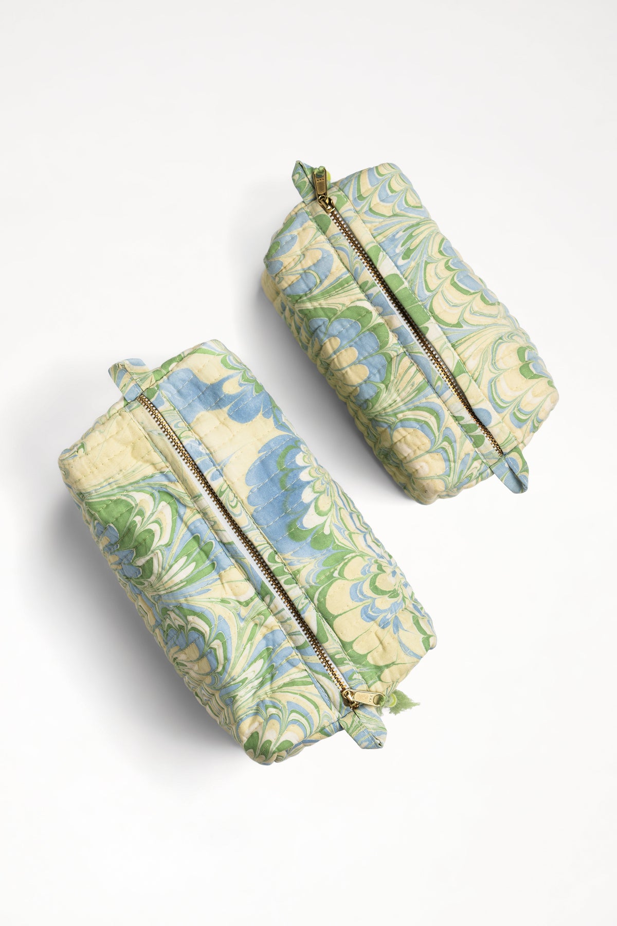 Seaglass Peacock Hand-Marbled Cosmetic Bag