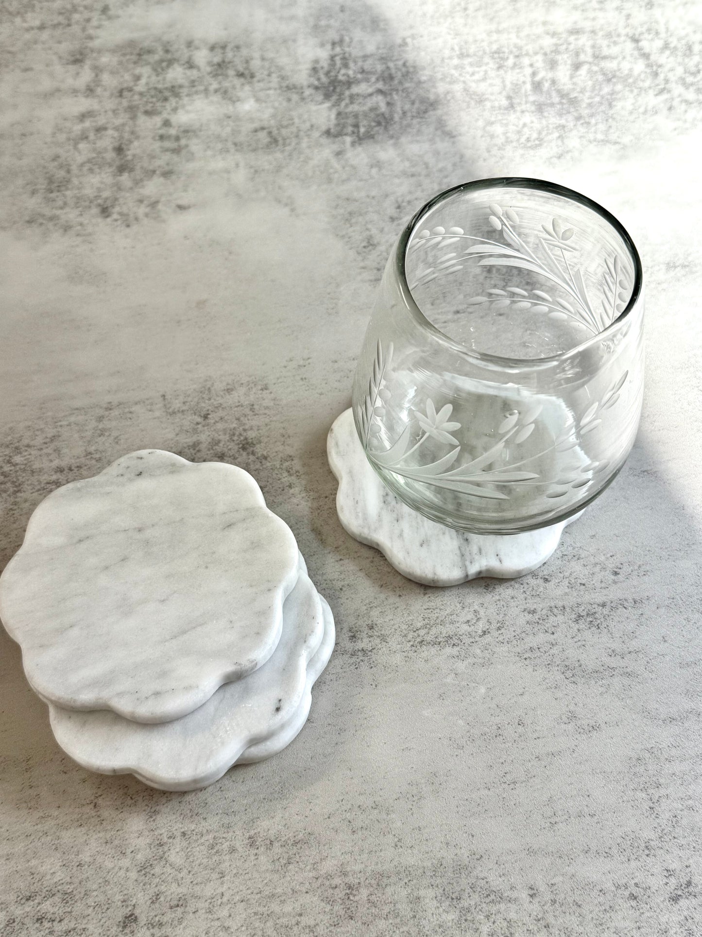 Scalloped Marble Coaster, Set of 4