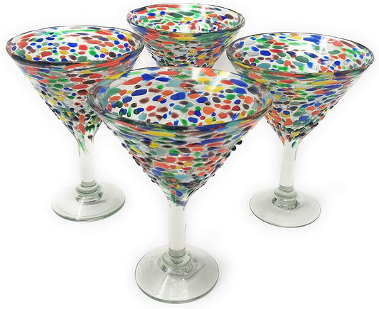 Confetti Rock Modern Margarita Glasses - Martini Style - Set of 4