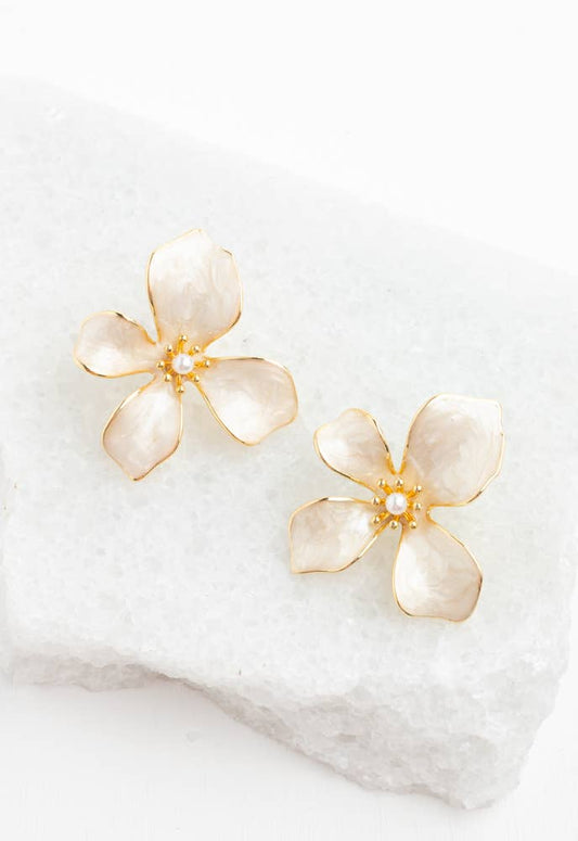 Hope in Bloom Flower Earrings in Tuscan Tan
