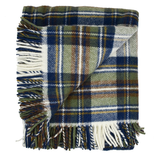 Highland Tweeds Fluffy Throw (Muted Blue Dress Stewart)