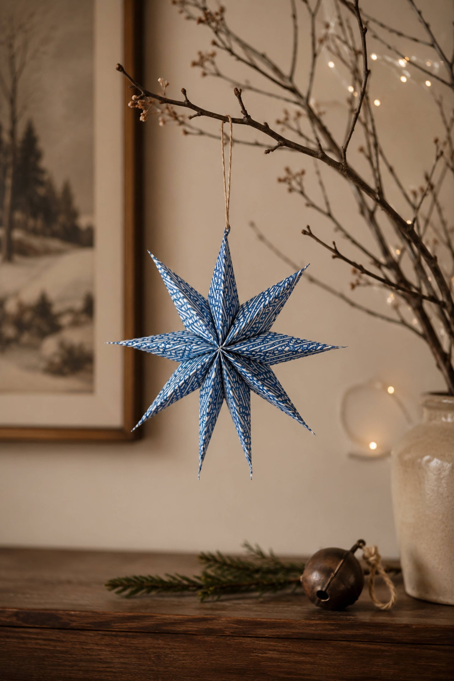 Large Blue Starlight Holiday Ornament Decor Stars (Set of 3)