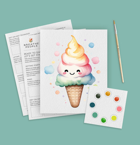 Petite Artisan Watercolor Ice Cream Cone