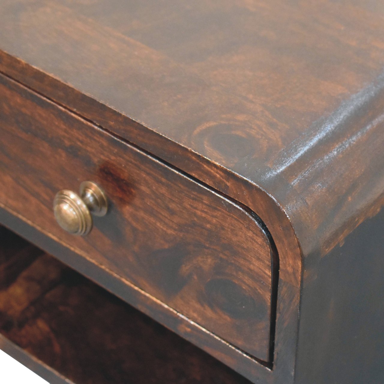 Solid Wood Mini Curved California Walnut Wall-Mounted Bedside Table