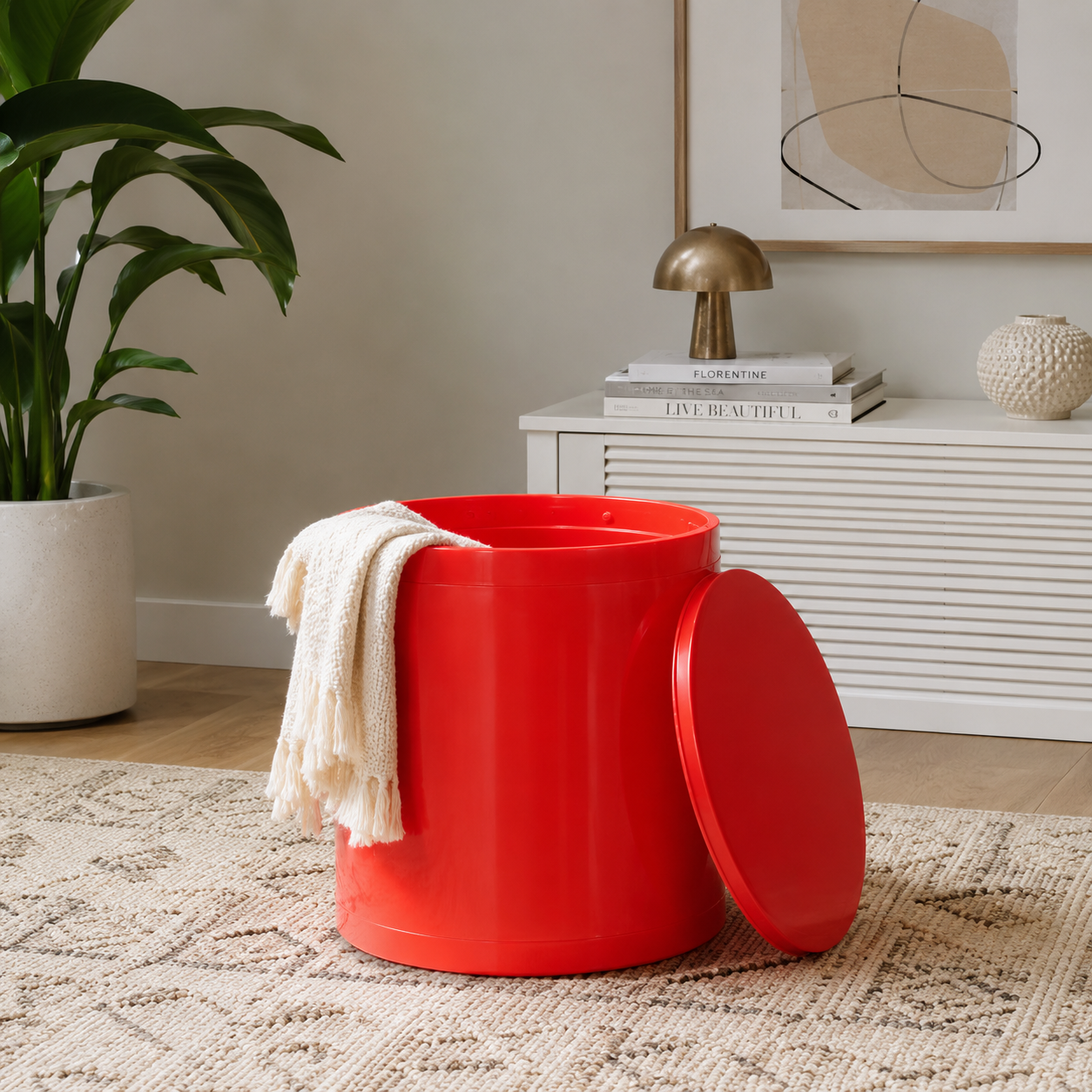 Otto Storage Stool | Round Plastic Storage Ottoman Solid