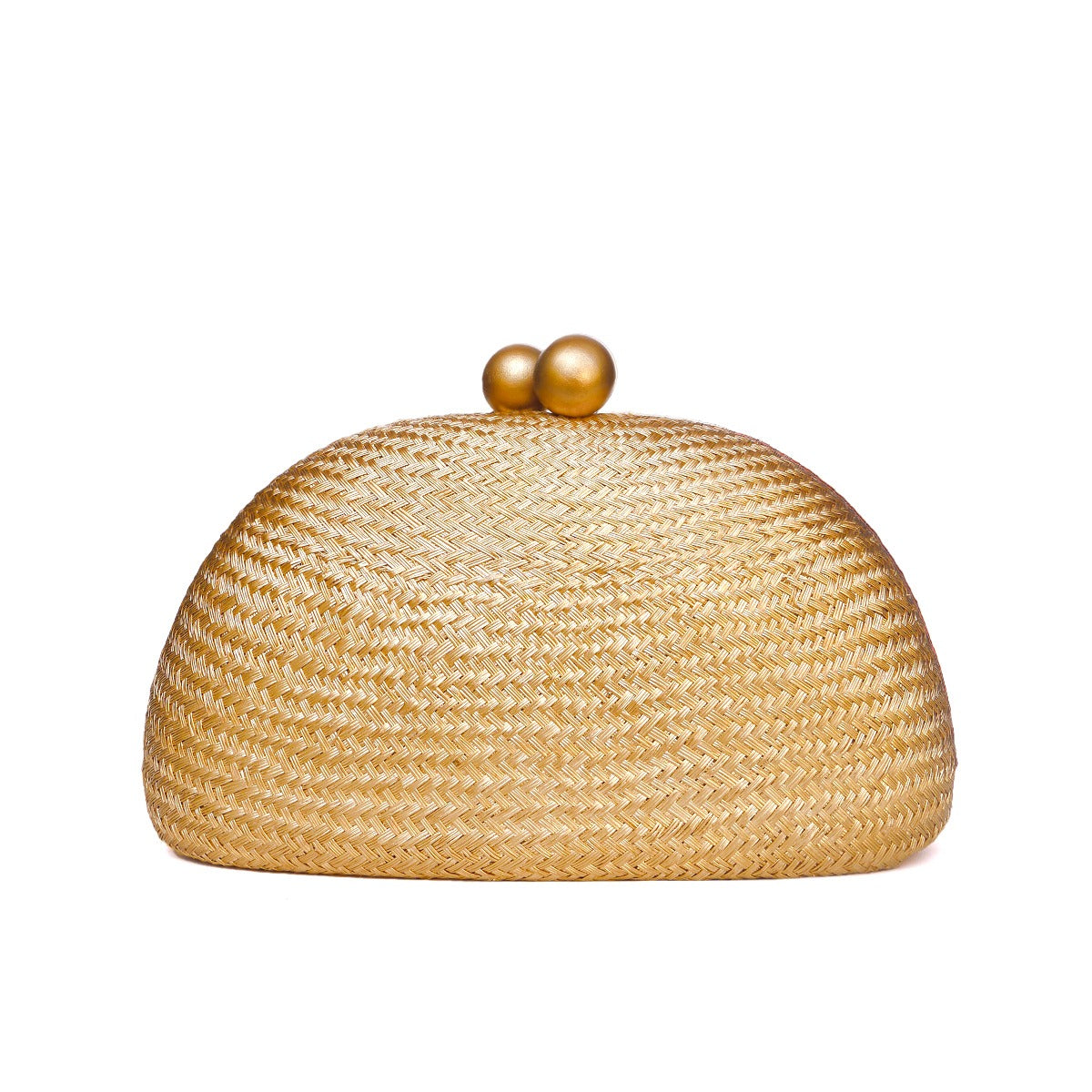 THE HELENA — Gold Woven Straw Clutch with Gold Ball Clasp (Copy)