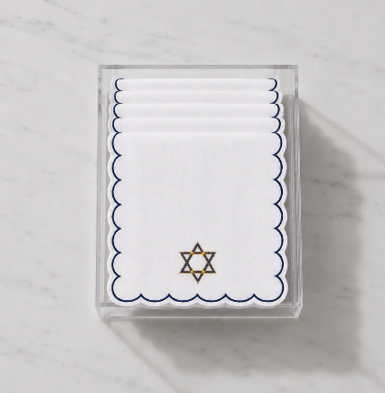 Hanukkah Cocktail Napkins (Set of 6) with Acrylic Gift Box