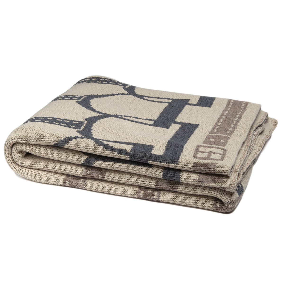 Equestrian Stirrup - Cotton Sustainable Knit Throw Blanket