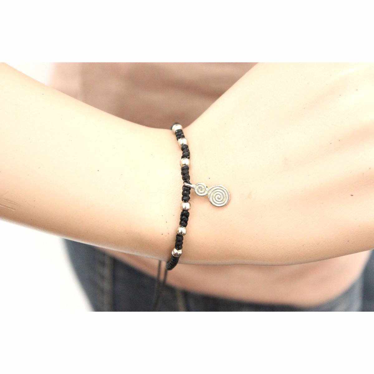 Hmong Silver .925 Charm Adjustable Bracelet - Thailand