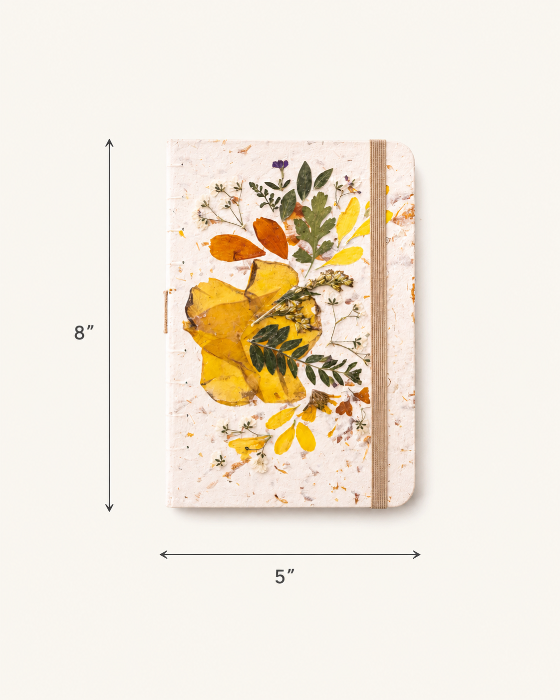 Handcrafted Journal with Pressed Flowers 5x8