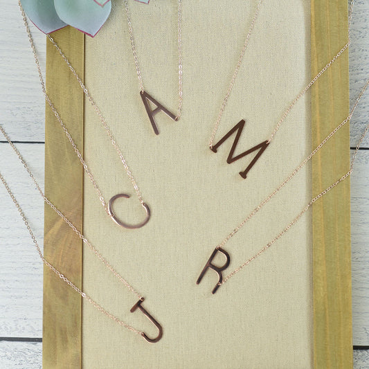 Large Letter / Initial Necklace Rose Gold - Osadia Concept Store