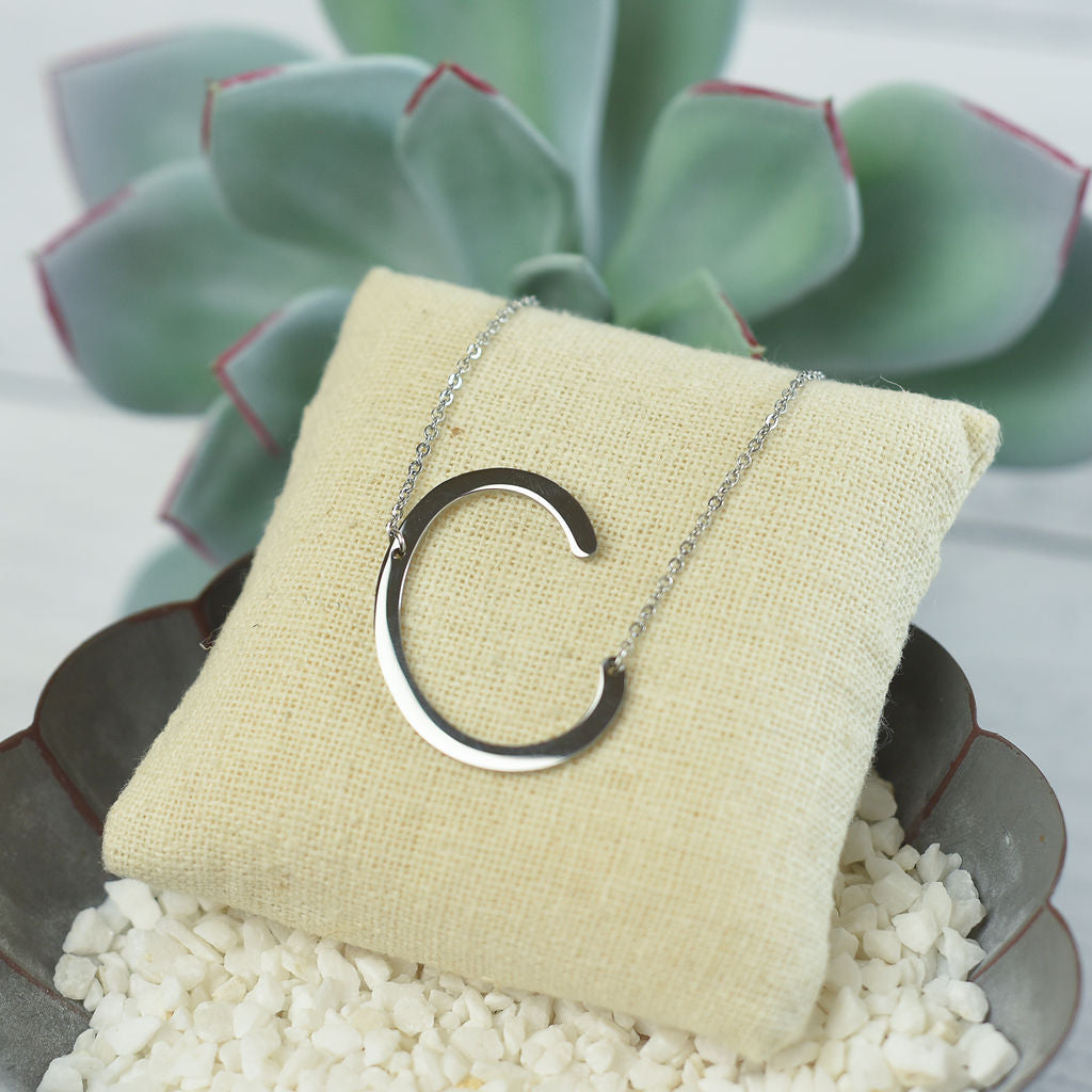 Large Letter / Initial Necklace In Silver