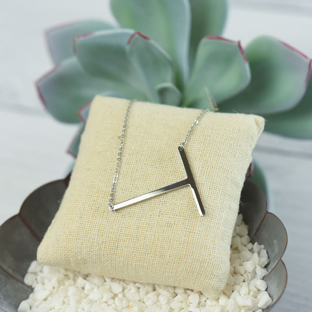 Large Letter / Initial Necklace In Silver