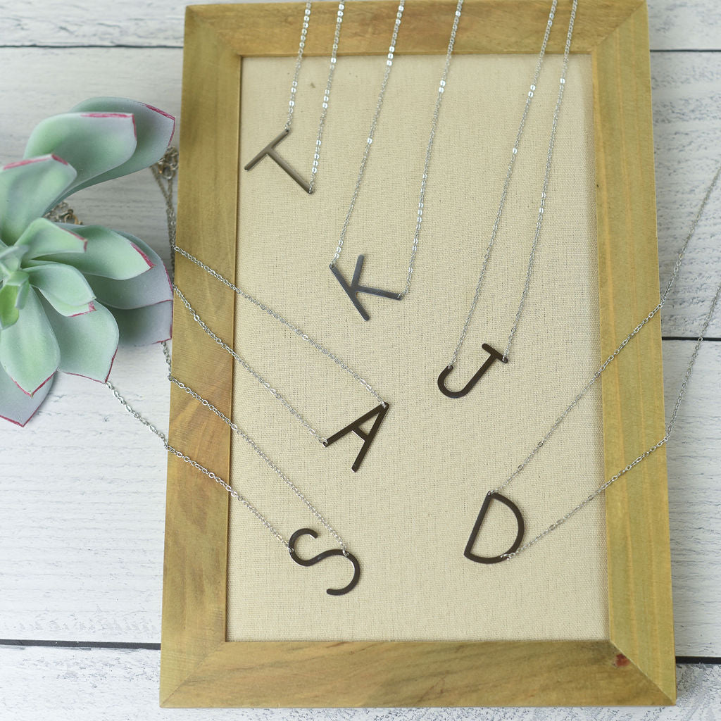 Large Letter / Initial Necklace In Silver