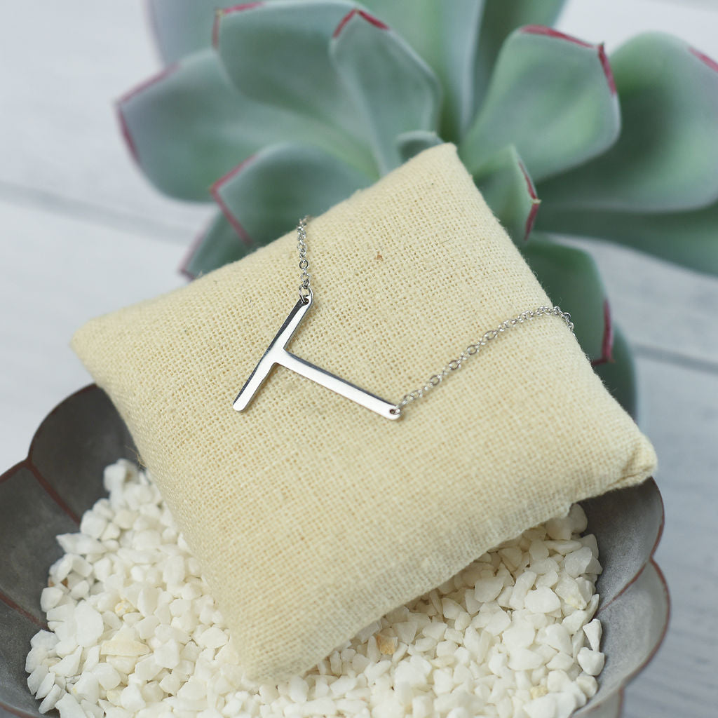 Large Letter / Initial Necklace In Silver