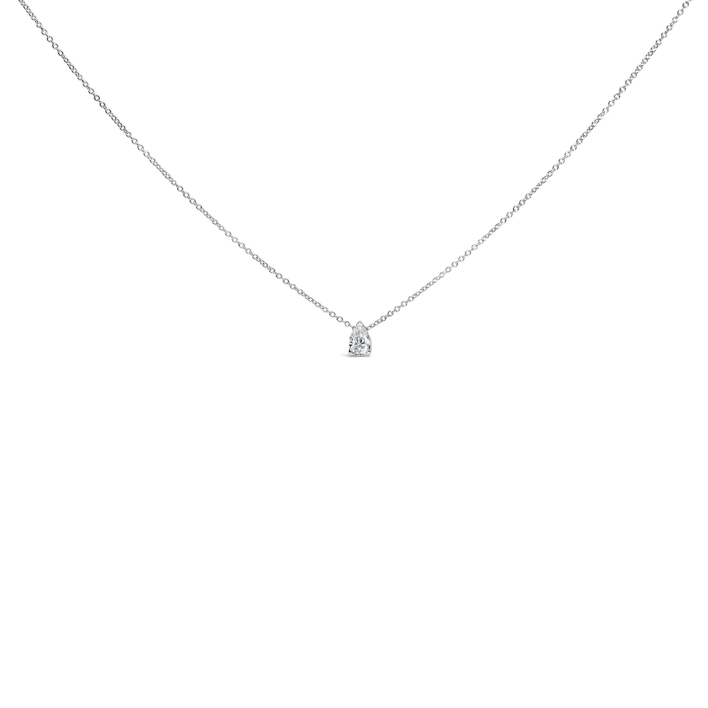14K White Gold 1/10 Cttw Pear Shape Lab Grown Diamond Solitaire Pendant Necklace (F-G Color, VS2-SI1 Clarity)
