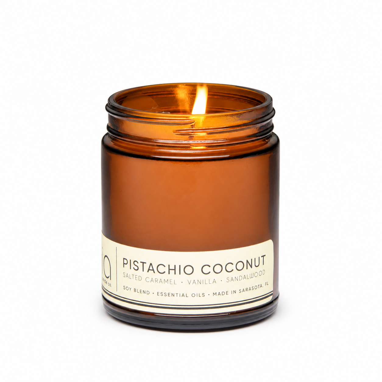 Pistachio Coconut Soy Blend Candle — Vanilla, Salted Caramel & Coconut
