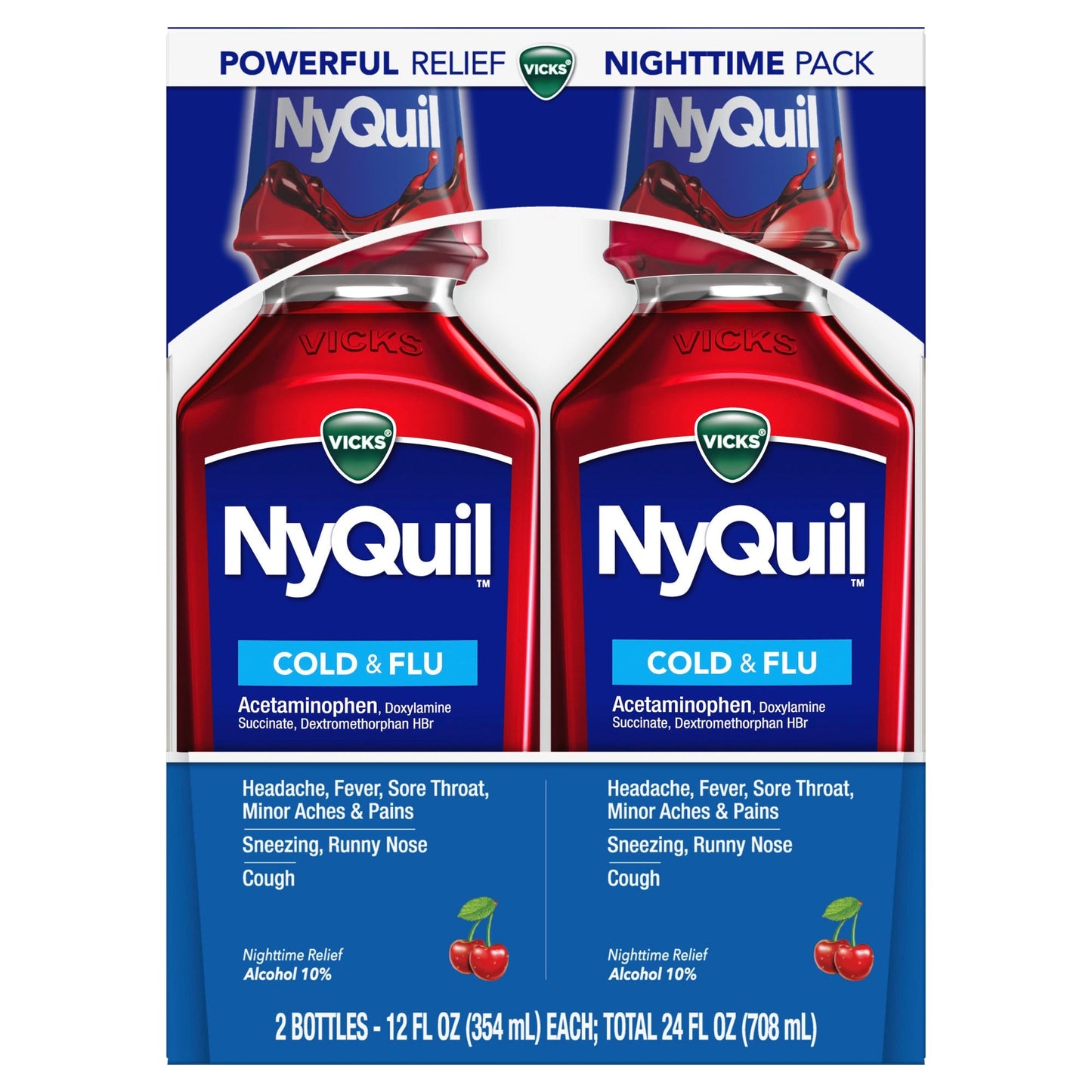 Vicks NyQuil Cold & Flu, Nighttime Relief, Cherry